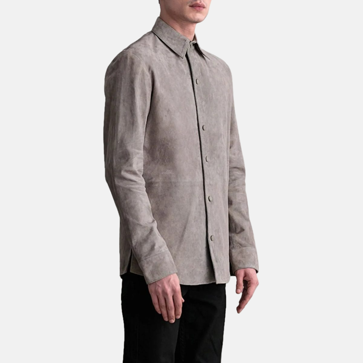 Men's Haven Grey Suede Leather Shirt Style Jacket