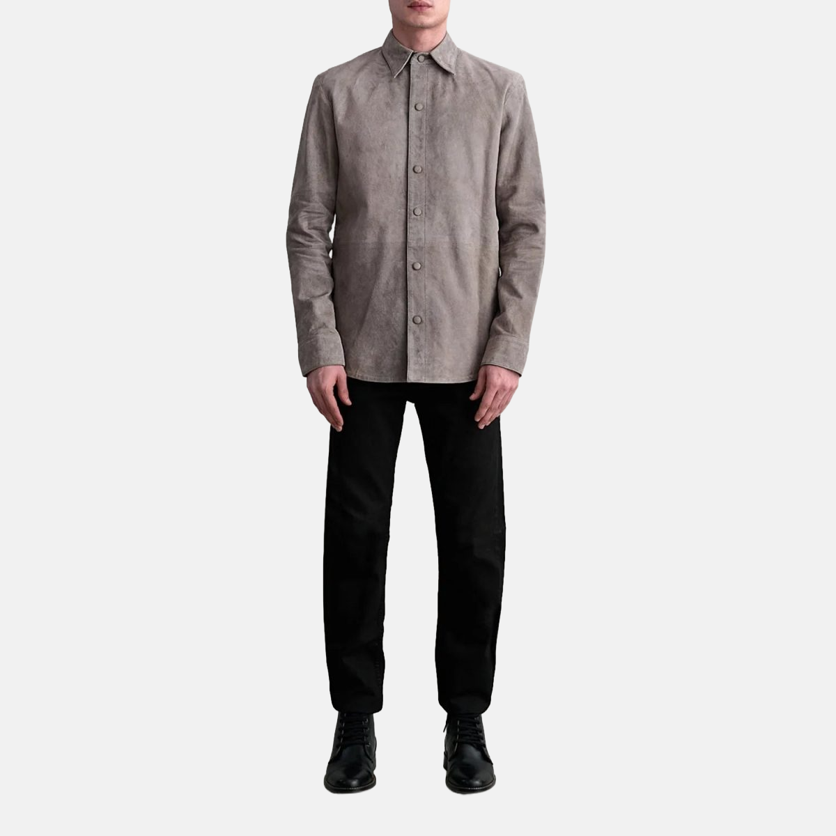 Men's Haven Grey Suede Leather Shirt Style Jacket