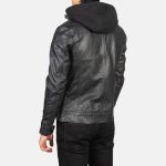 Men's Hector Black Hooded Leather Biker Jacket