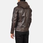 Men's Hector Vintage Brown Hooded Leather Biker Jacket