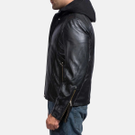 Men's Highschool Black Hooded Leather Jacket