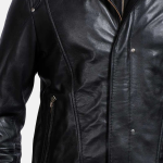 Men's Highschool Black Hooded Leather Jacket
