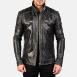 Men's Hudson Black Leather Biker Jacket