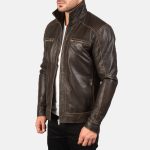 Men's Hudson Brown Leather Biker Jacket