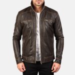 Men's Hudson Brown Leather Biker Jacket