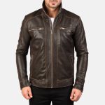 Men's Hudson Brown Leather Biker Jacket