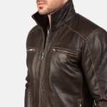 Men's Hudson Brown Leather Biker Jacket