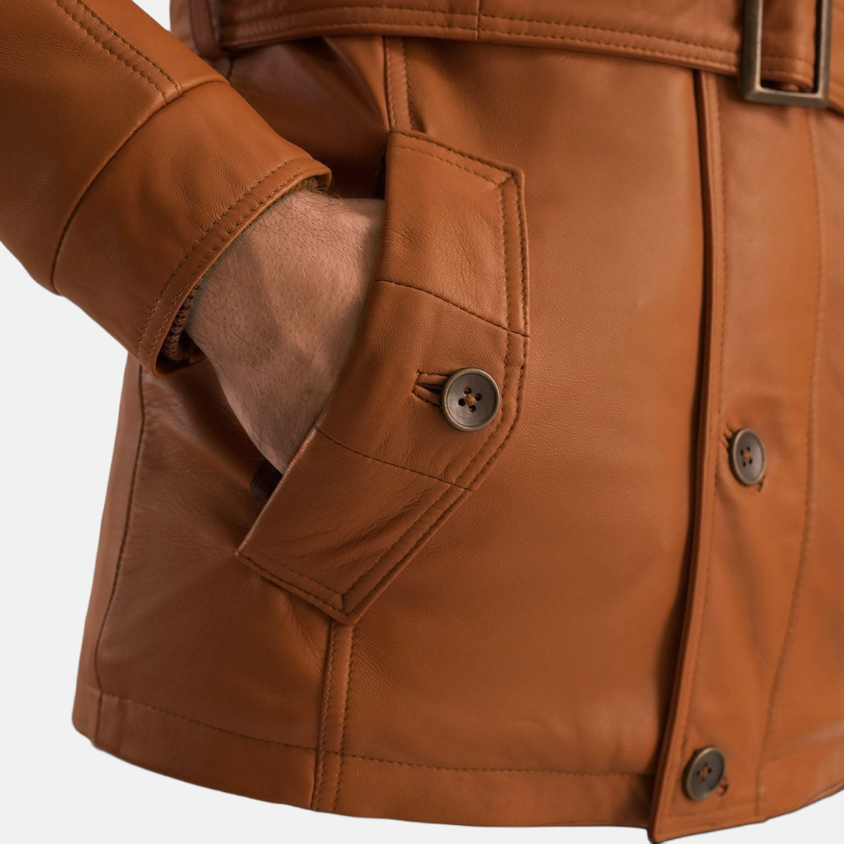 Men's Hunter Tan Brown Leather Jacket