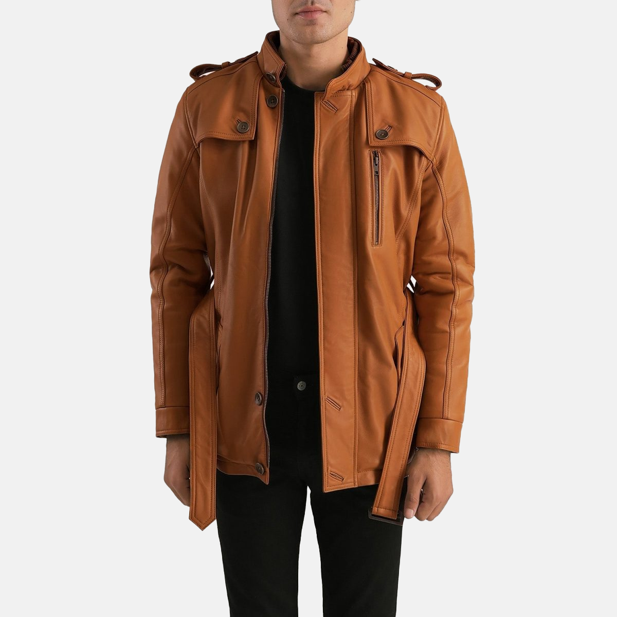 Men's Hunter Tan Brown Leather Jacket