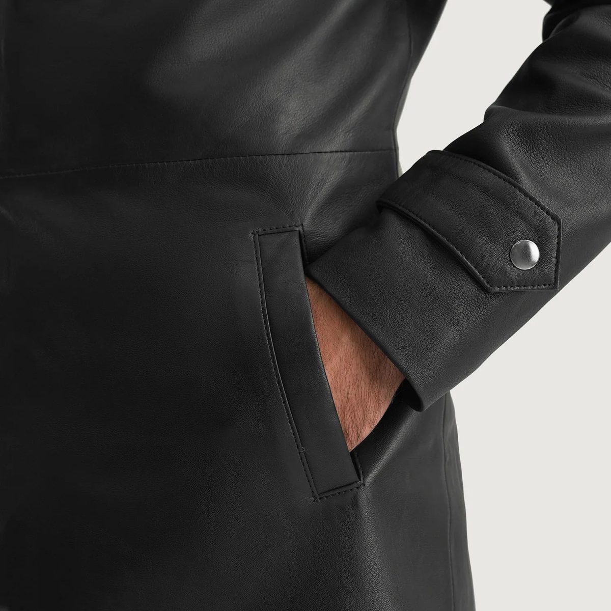 Men's Infinity Black Leather Coat