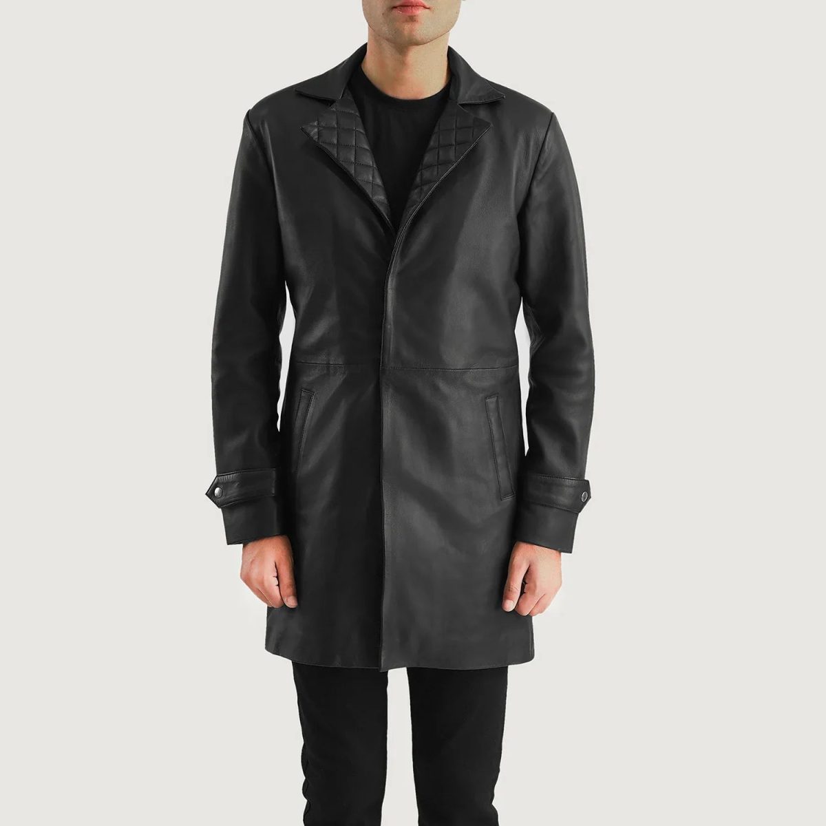 Men's Infinity Black Leather Coat
