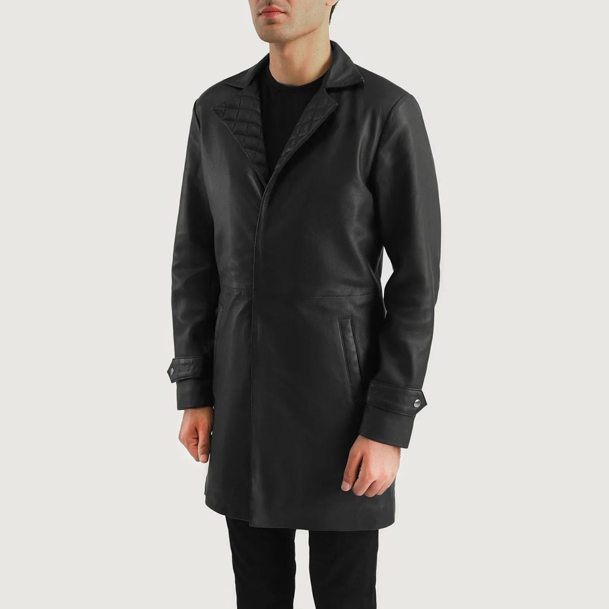 Men's Infinity Black Leather Coat