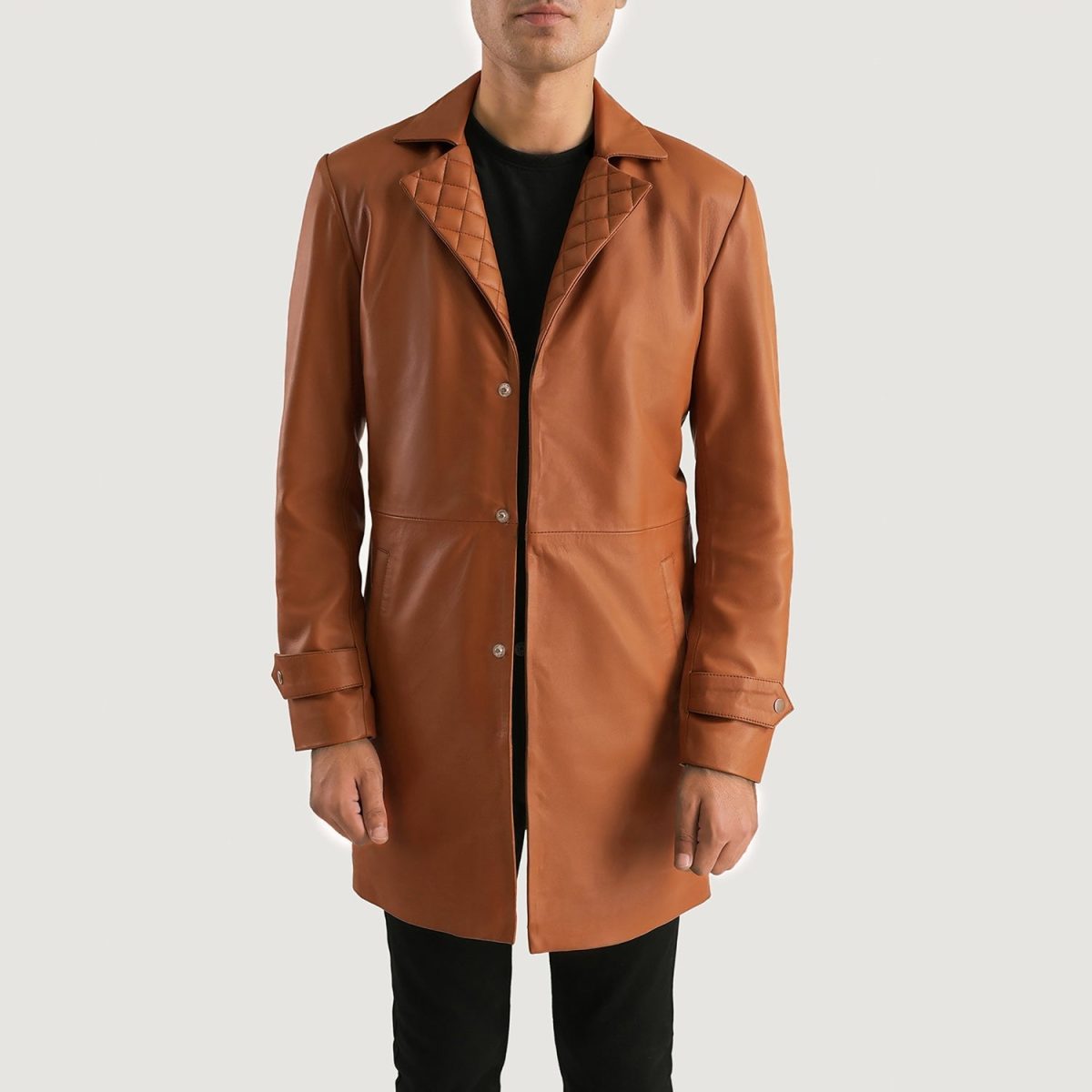 Men's Infinity Tan Brown Leather Coat