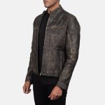 Men's Ionic Distressed Brown Leather Biker Jacket