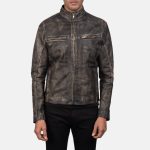 Men's Ionic Distressed Brown Leather Biker Jacket