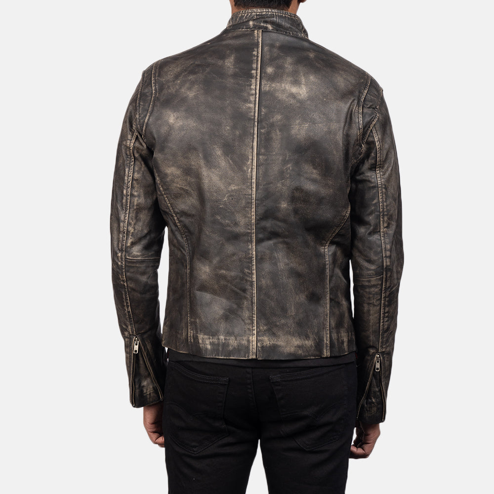 Men's Ionic Distressed Brown Leather Biker Jacket