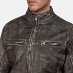Men's Ionic Distressed Brown Leather Biker Jacket