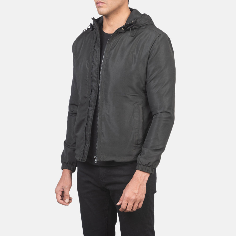 Men's Jimmy Black Hooded Windbreaker Jacket