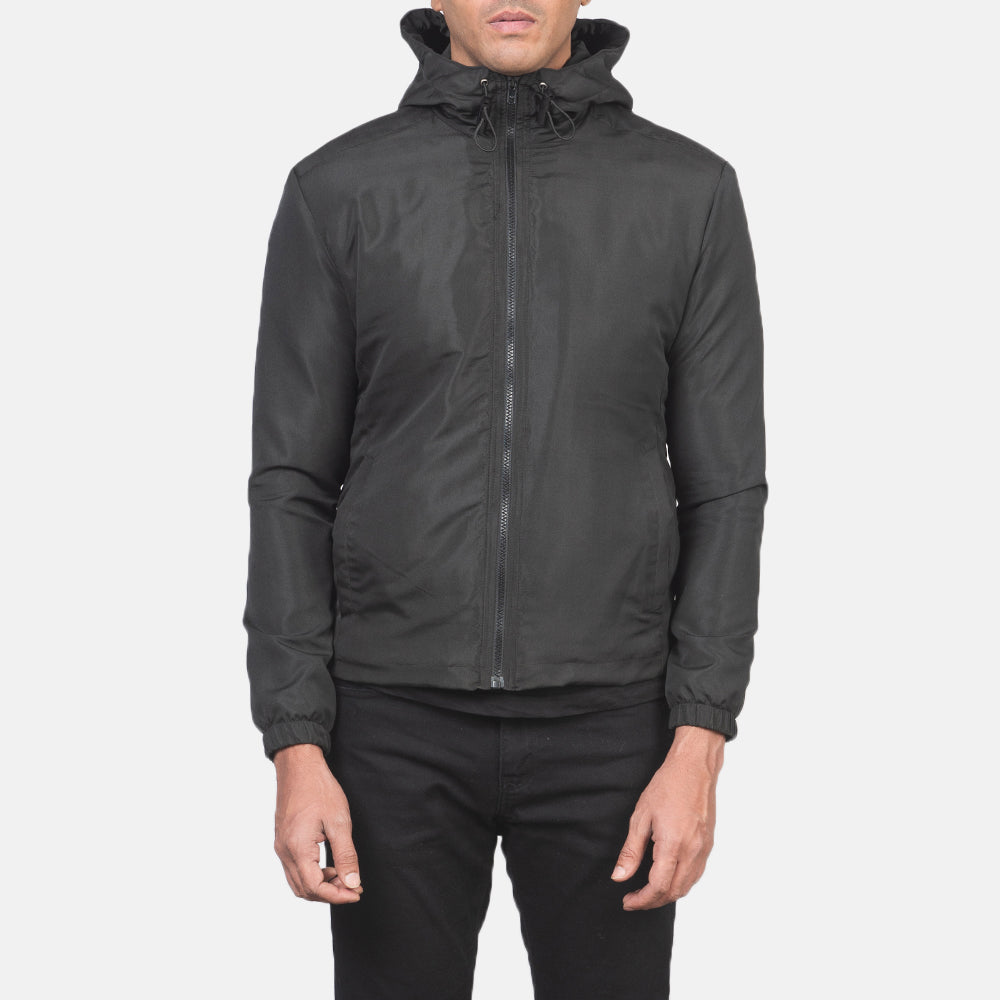 Men's Jimmy Black Hooded Windbreaker Jacket