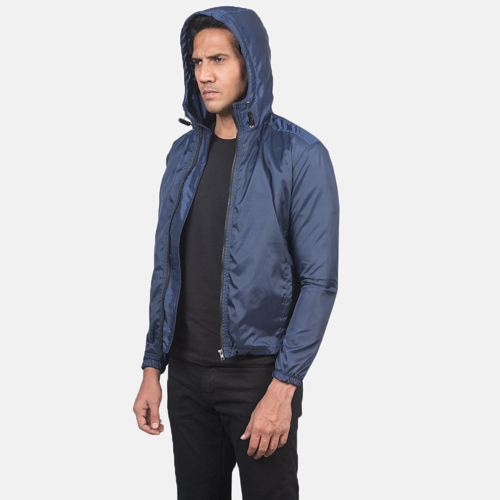 Men's Jimmy Blue Hooded Windbreaker Jacket