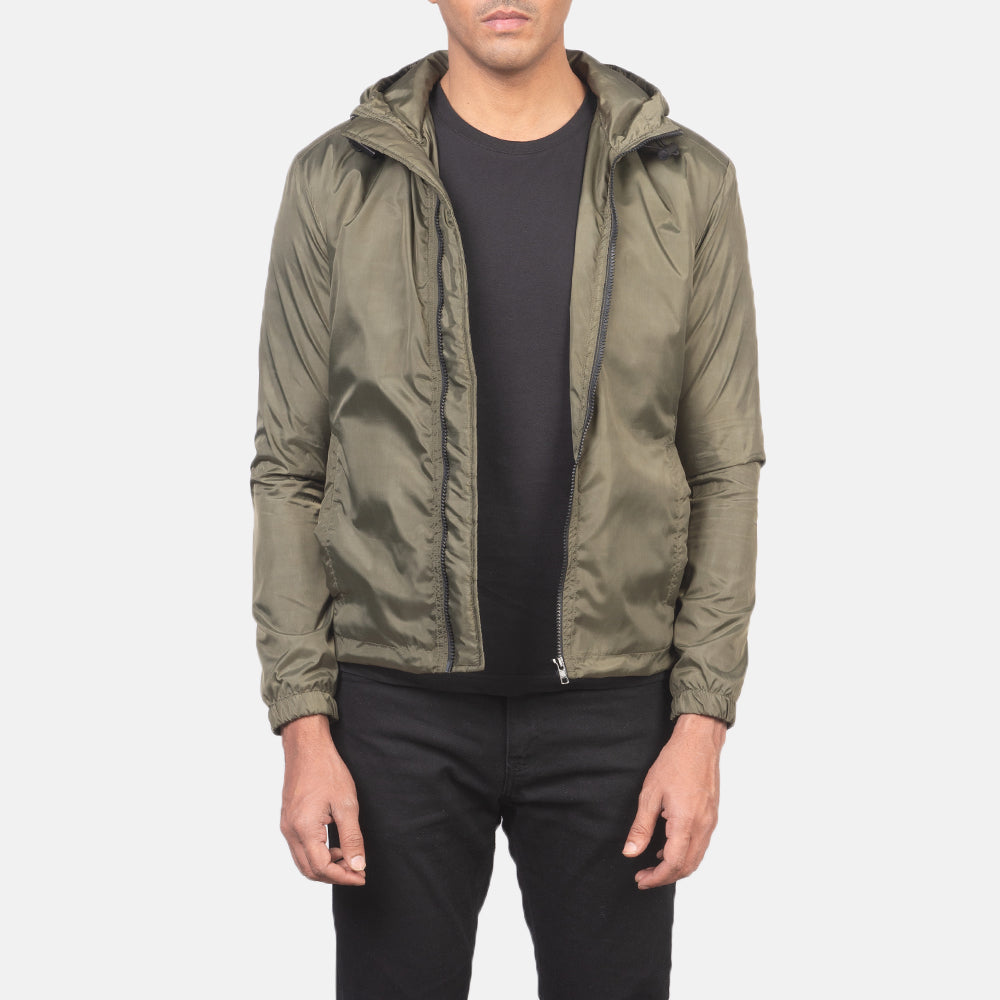Men's Jimmy Green Hooded Windbreaker Jacket