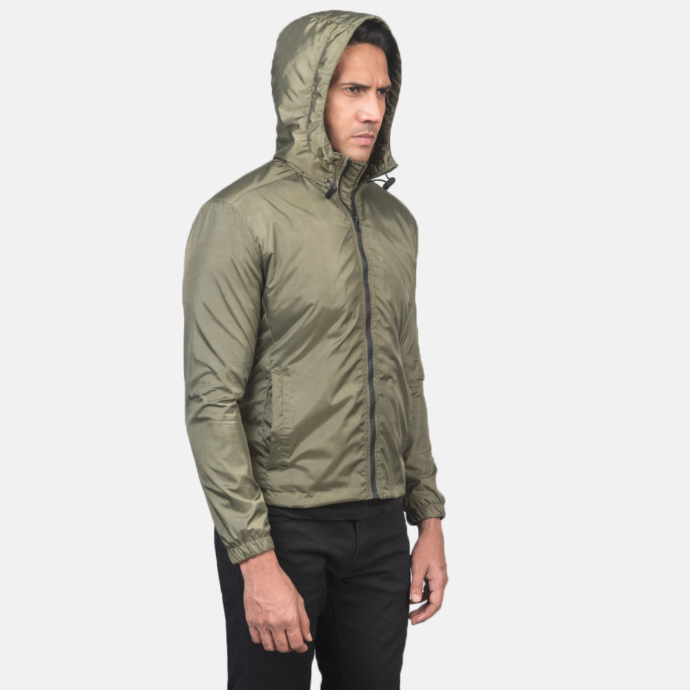 Men's Jimmy Green Hooded Windbreaker Jacket