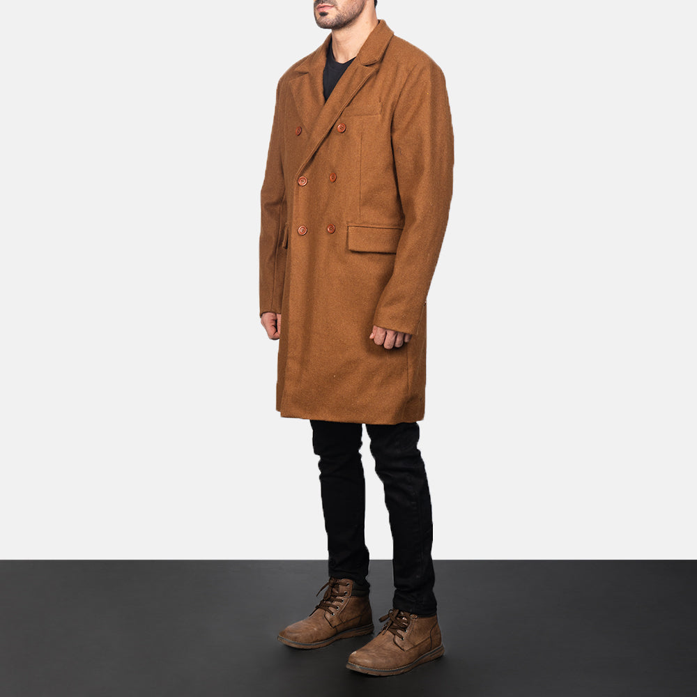 Men's Claud Khaki Wool Double Breasted Coat