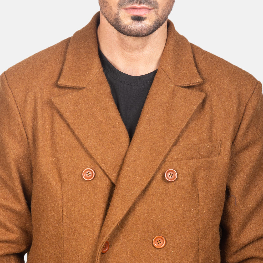 Men's Claud Khaki Wool Double Breasted Coat