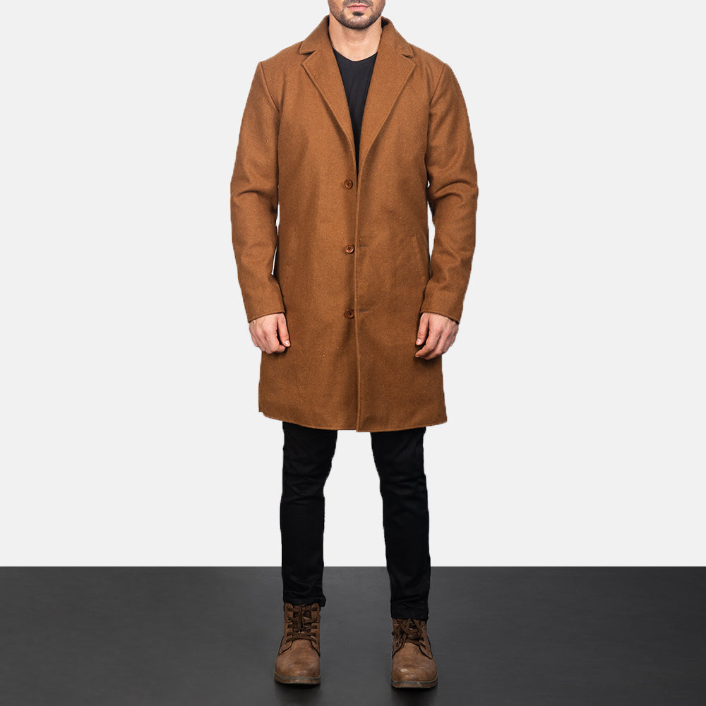 Men's Petrillo Khaki Wool Single Breasted Coat