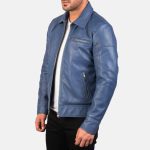 Men's Lavendard Blue Leather Biker Jacket