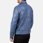 Men's Lavendard Blue Leather Biker Jacket