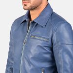 Men's Lavendard Blue Leather Biker Jacket