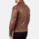 Men's Lavendard Brown Leather Biker Jacket