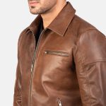 Men's Lavendard Brown Leather Biker Jacket