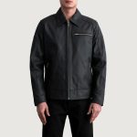 Men's Lavendard Matte Black Leather Biker Jacket