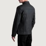 Men's Lavendard Matte Black Leather Biker Jacket