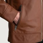 Men's Lavendard Matte Brown Leather Biker Jacket