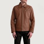 Men's Lavendard Matte Brown Leather Biker Jacket