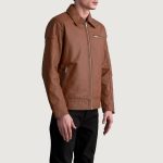 Men's Lavendard Matte Brown Leather Biker Jacket