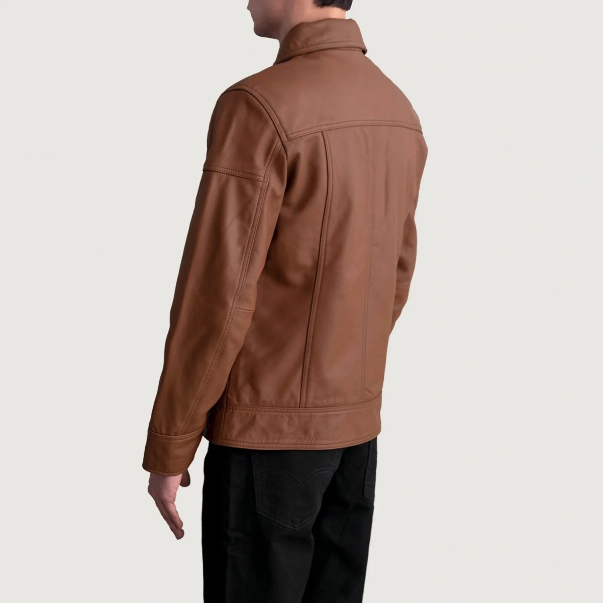 Men's Lavendard Matte Brown Leather Biker Jacket