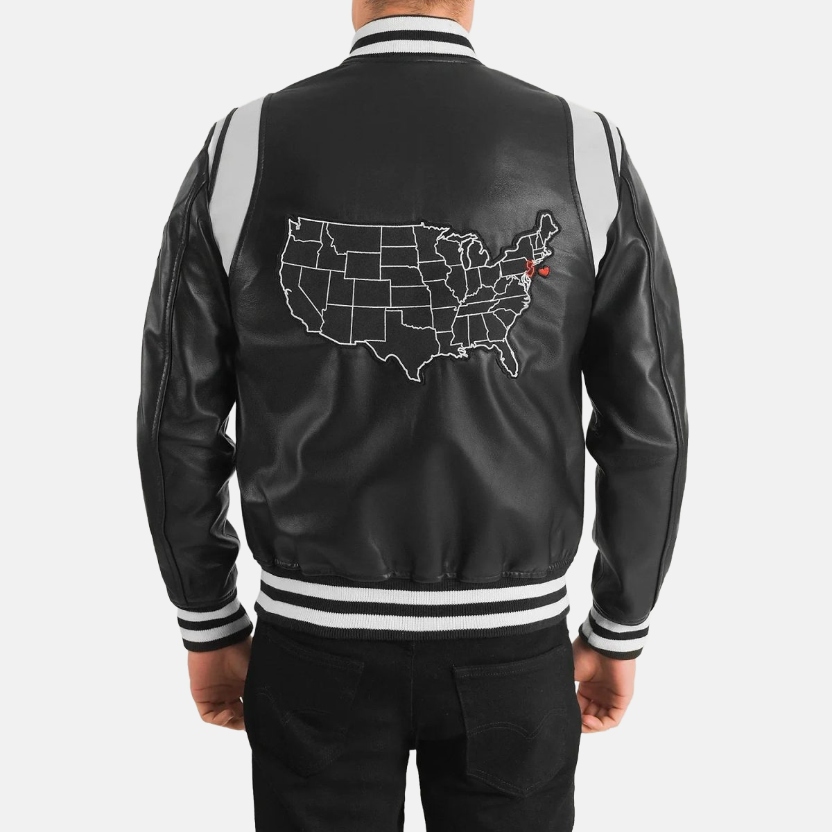 Men's Liberte New Jersey Black Leather Varsity Jacket