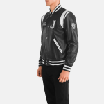 Men's Liberte New Jersey Black Leather Varsity Jacket