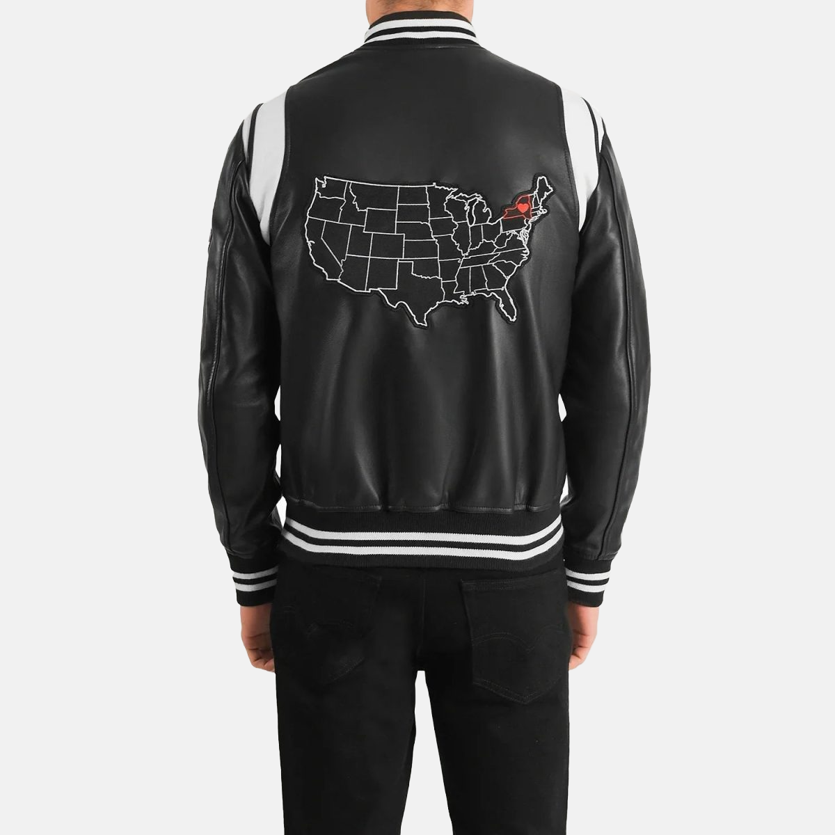 Men's Liberte New York Black Leather Varsity Jacket