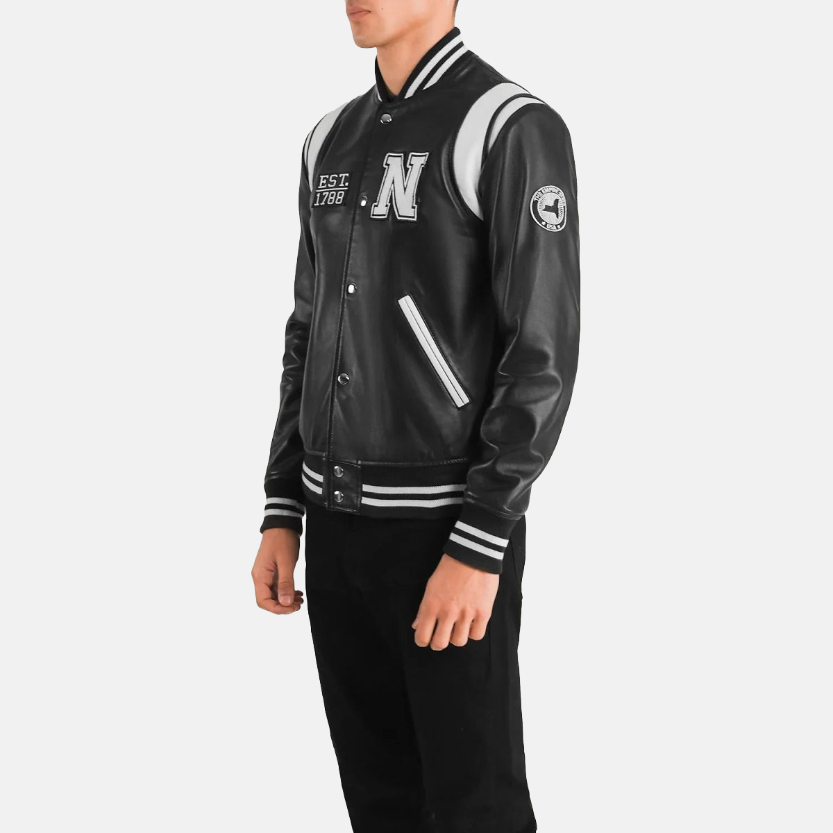 Men's Liberte New York Black Leather Varsity Jacket