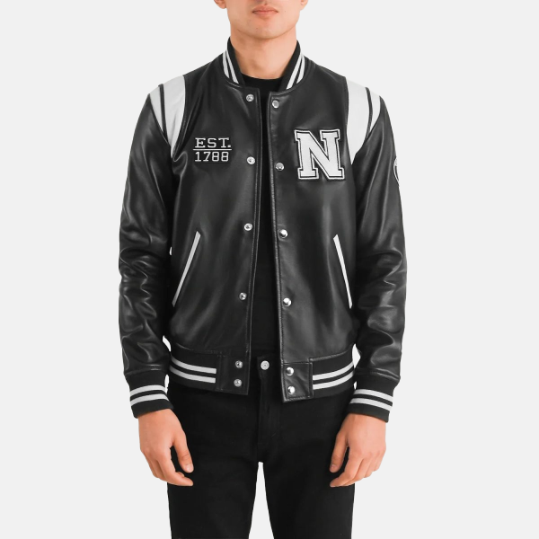 Men's Liberte New York Black Leather Varsity Jacket