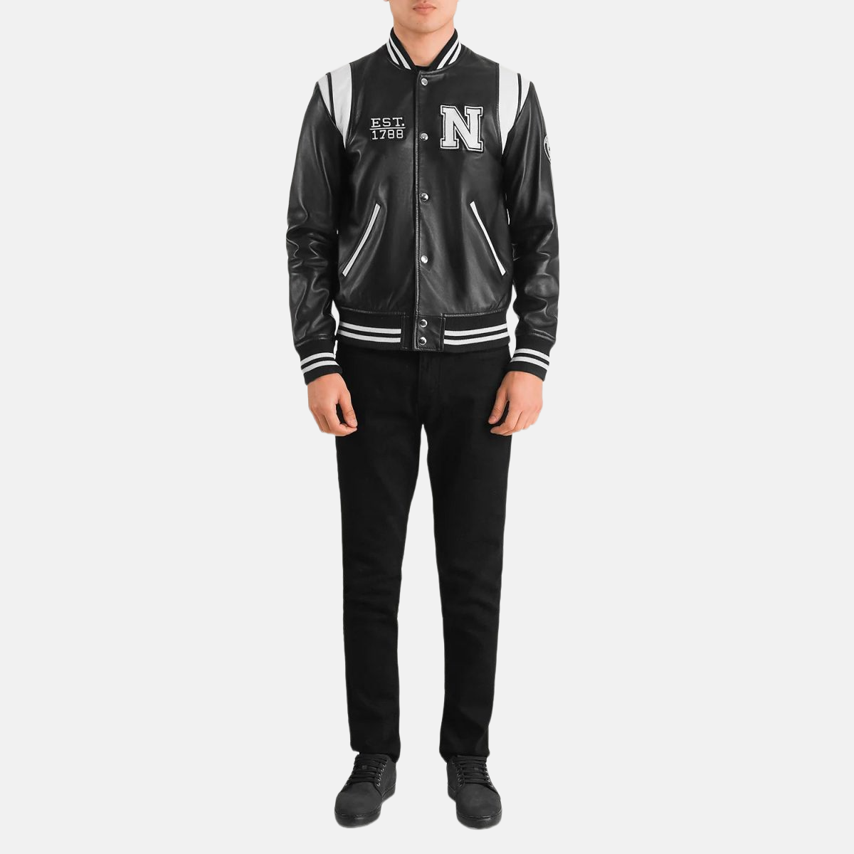 Men's Liberte New York Black Leather Varsity Jacket