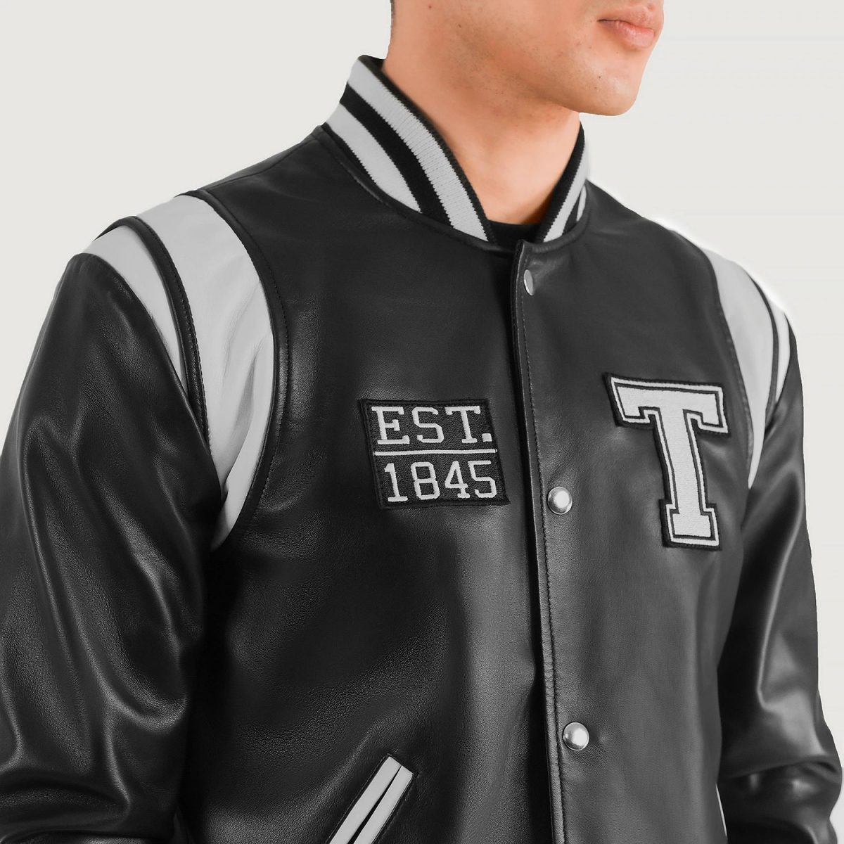 Men's Liberte Texas Black Leather Varsity Jacket