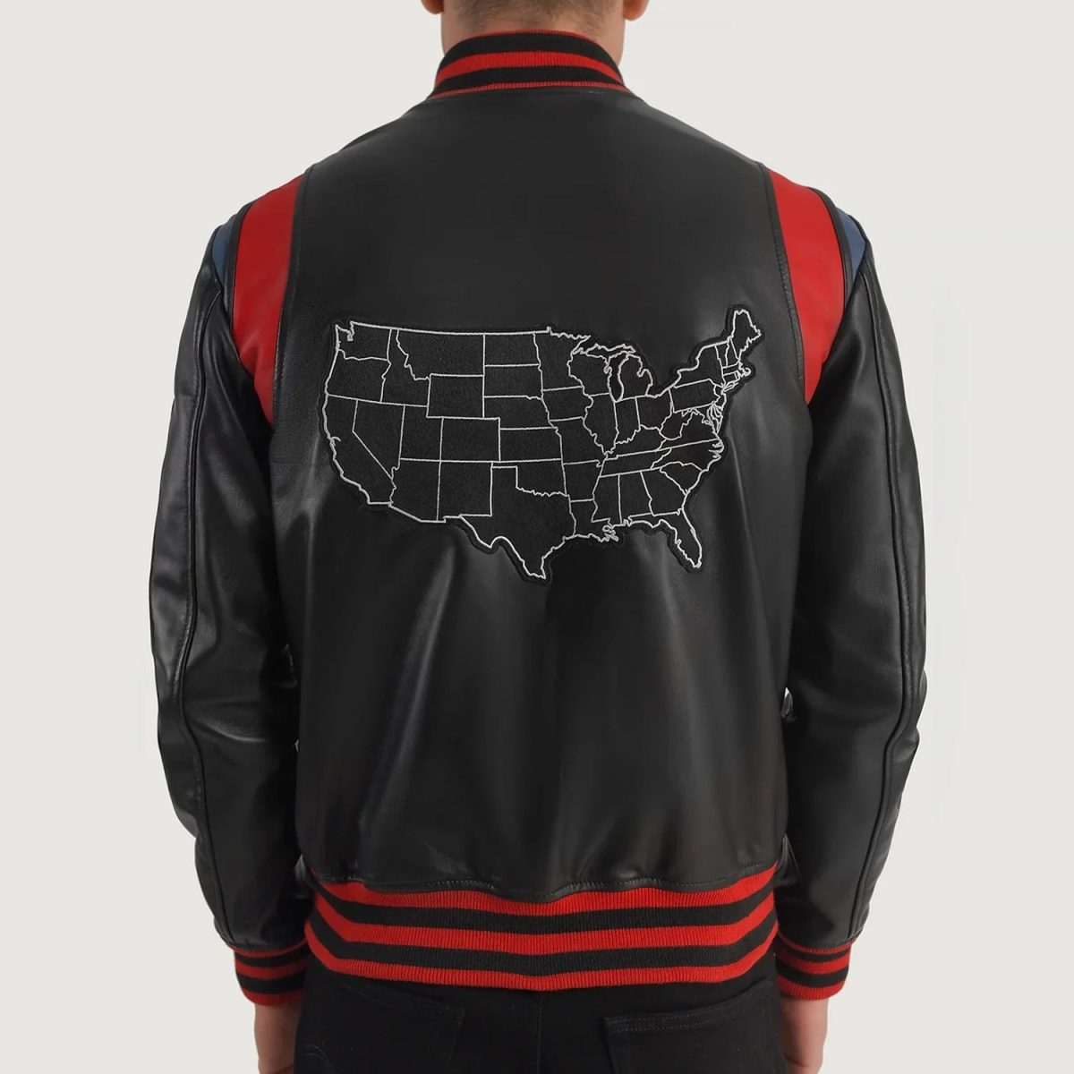 Men's Liberte USA Black Leather Varsity Jacket