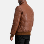 Men's Lucas Brown Leather Puffer Bomber Jacket