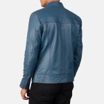 Men's Mack Blue Leather Biker Jacket